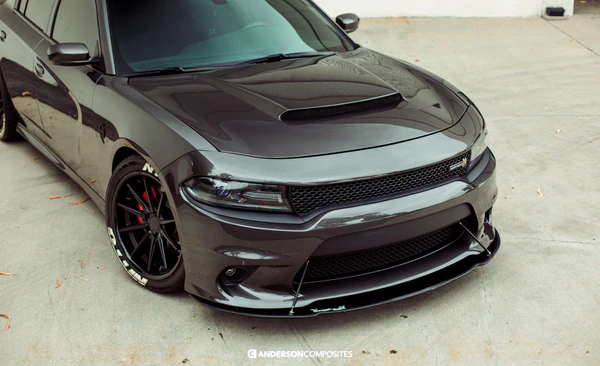 Alternative view of Anderson Composites Demon Style Carbon Fiber Hood (Charger) 2015-2023