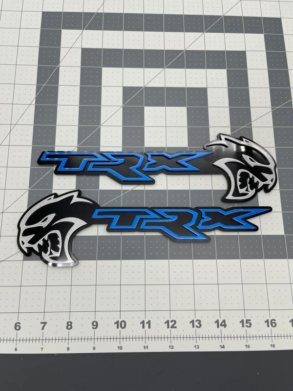 Alternative view of Hellcat TRX combo badge pair