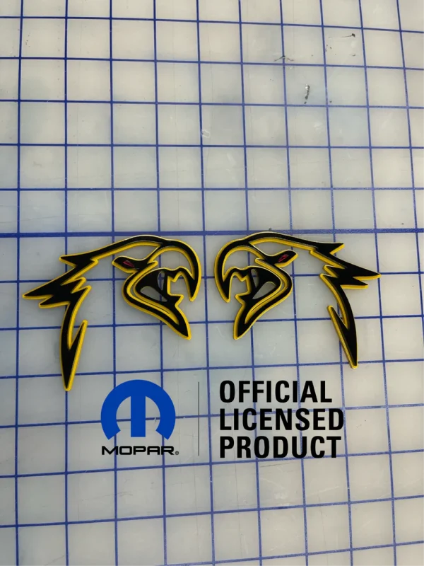 Alternative view of SRT Hellhawk V2 combo badge pair