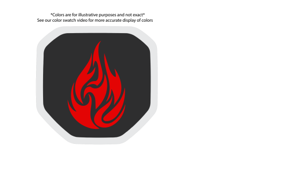 Flames Shield tailgate badge