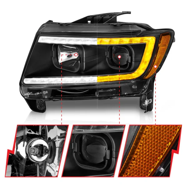 Anzo Projector Switchback Black Headlights (Jeep 2012-2013)