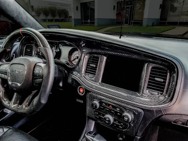 Alternative view of TRUEFIBER 2015-2022 Charger Carbon Fiber LG572 2-Piece Instrumental Cluster Bezel - Exclusive